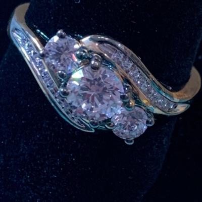 Sterling Estate Ring - CZ Stones - Size 10.5