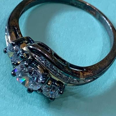 Sterling Estate Ring - CZ Stones - Size 10.5