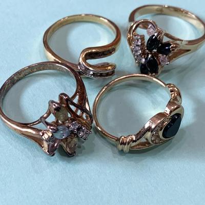 FOUR Costume Jewelry Rings - Sizes 9 & 10