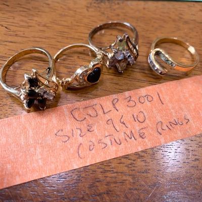 FOUR Costume Jewelry Rings - Sizes 9 & 10
