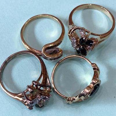 FOUR Costume Jewelry Rings - Sizes 9 & 10