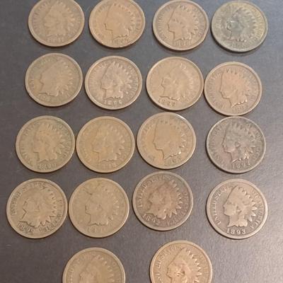 Set of Fourteen 1890's Era U. S. Mint Indian Head Penny Circulated (77)