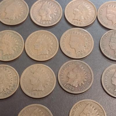Set of Fourteen 1890's Era U. S. Mint Indian Head Penny Circulated (77)