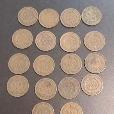 Set of Fourteen 1890's Era U. S. Mint Indian Head Penny Circulated (77)