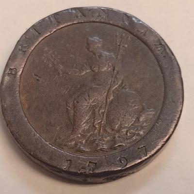 1797 Great Britain King George III Two-Pence Copper Cartwheel Coin (79)