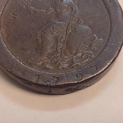 1797 Great Britain King George III Two-Pence Copper Cartwheel Coin (79)
