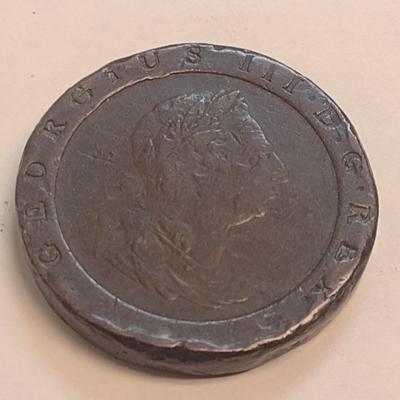 1797 Great Britain King George III Two-Pence Copper Cartwheel Coin (79)