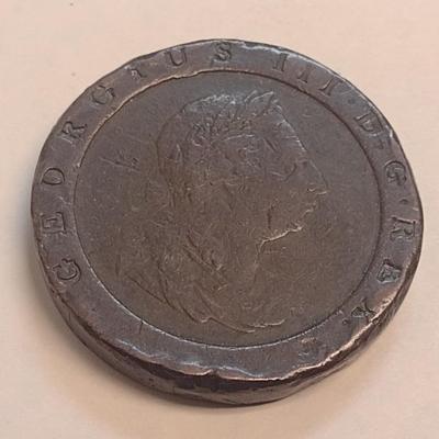 1797 Great Britain King George III Two-Pence Copper Cartwheel Coin (79)