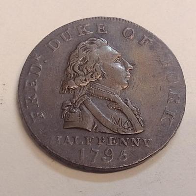 1796 British Condor Fred. of York Copper Half Penny Token (83)