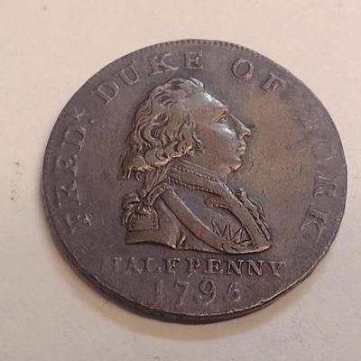 1796 British Condor Fred. of York Copper Half Penny Token (83)