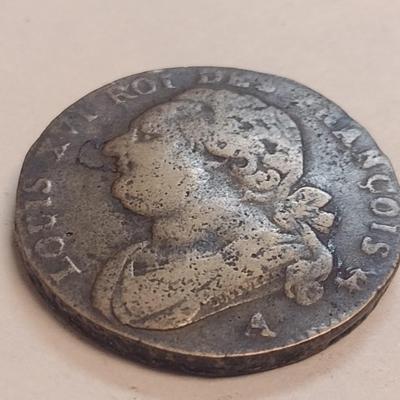 1793 Louis XVI 12 Deniers Copper Coin (84)