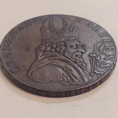 Rare 1789 Cronebane Irish Half Penny Associated Irish Miners Copper Token 'Payable at Clougher or Dublin' Inscribed on Edge (85)
