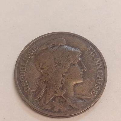 1907 French 10 Centimes Dupuis Bronze Coin (86)