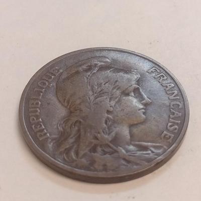 1907 French 10 Centimes Dupuis Bronze Coin (86)