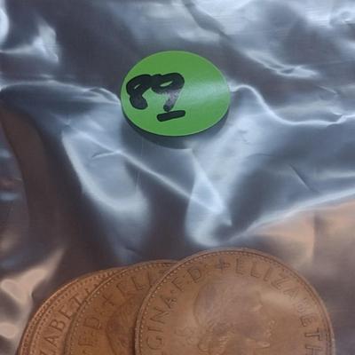 Set of Four 1960's Era Dei Gratia Regina Bristish One Penny Bronze Coins (89)