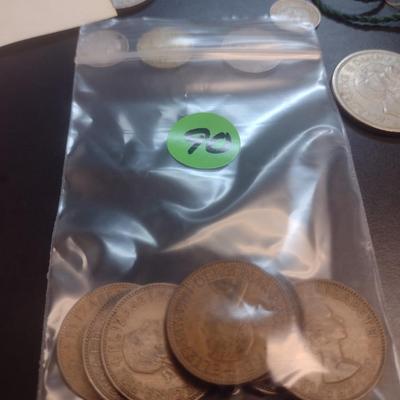 Set of Ten 1960's Era Dei Gratia Regina Bristish One Penny Bronze Coins (90)