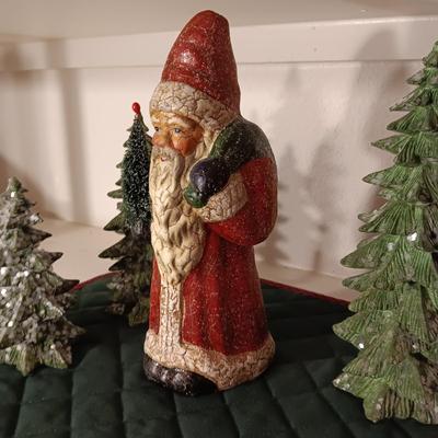 SANTA WITH SOME SPARKLING TREES