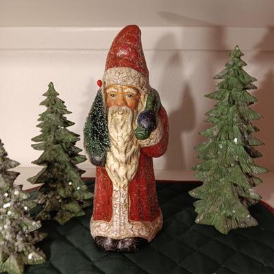 SANTA WITH SOME SPARKLING TREES