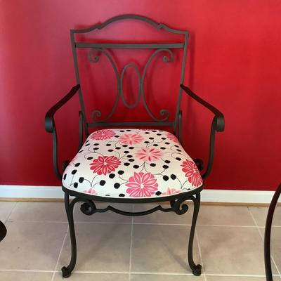 K701 Wrought Iron Glass Top Table and Four Chairs