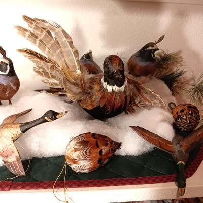 BIRD TREE ORNAMENTS MOST WITH REAL FEATHERS