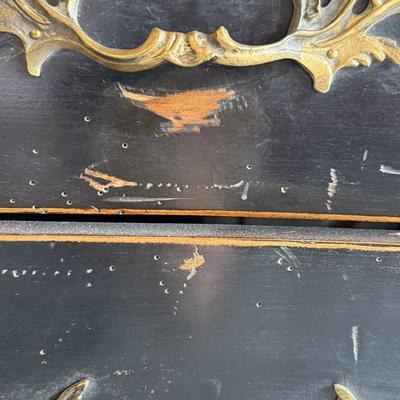 610 Louis XV Style Ebonised Vanityw/Porcelain Hand-Painted Sink