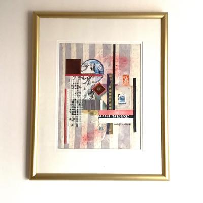 K705 Mixed Media Collage Art by Phyllis Stone Aliber “Geometric I”