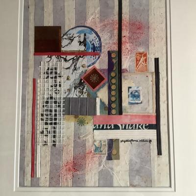 K705 Mixed Media Collage Art by Phyllis Stone Aliber “Geometric I”