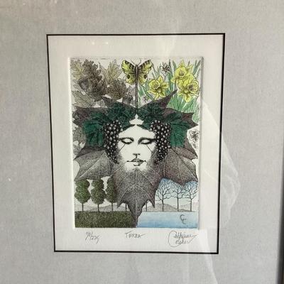 K706 Hand Colored Etching “Genesis” by Catherine Colsher