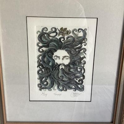 K706 Hand Colored Etching “Genesis” by Catherine Colsher
