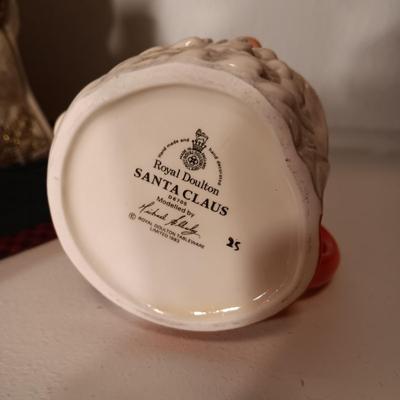 ROYAL DOULTON MUG, STOCKINGS AND HOLDERS PLUS A NEEDLE POINT STYLE PILLOW