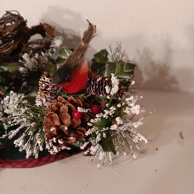 VERY NICE BIRD FLORAL PICKS AND A GLASS SLEIGH
