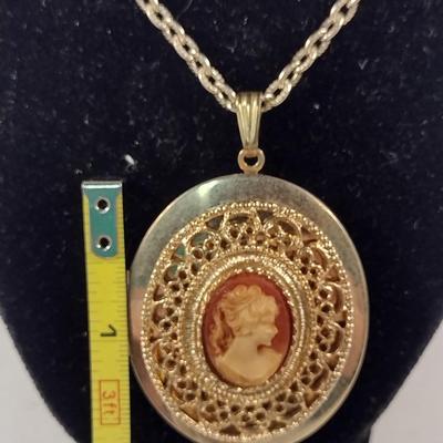 Cameo Locket Necklace and Earring Set (#11)