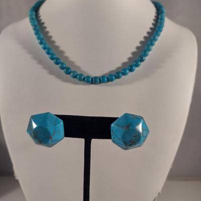 Turquoise Necklace and Earrings (#16)