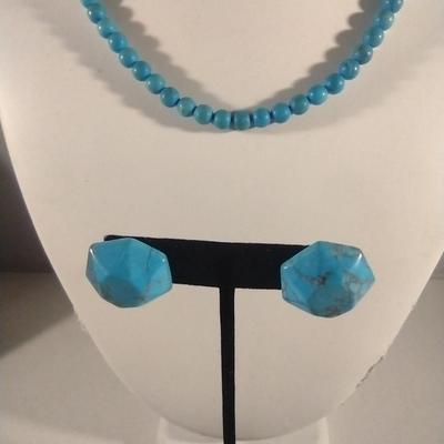 Turquoise Necklace and Earrings (#16)