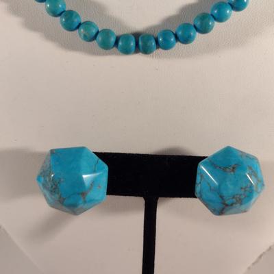 Turquoise Necklace and Earrings (#16)