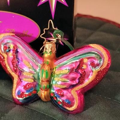 2 CHRISTOPHER RADKO BUTTERFLY ORNAMENTS
