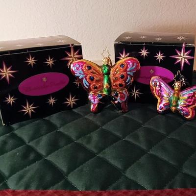 2 CHRISTOPHER RADKO BUTTERFLY ORNAMENTS