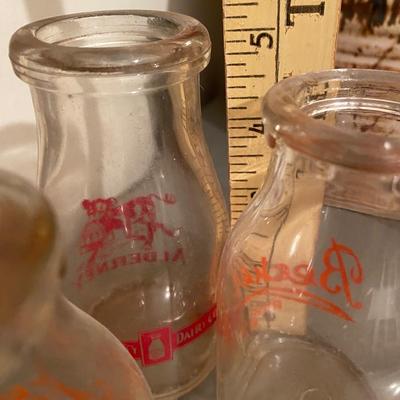 Vintage halfpint glass milk bottles