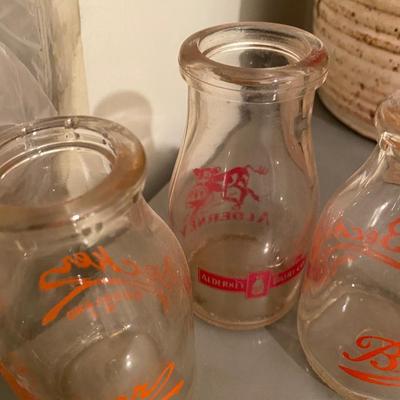 Vintage halfpint glass milk bottles