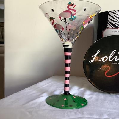K708 Set of 3 Handpainted Lolita Martini and Wine Glasses