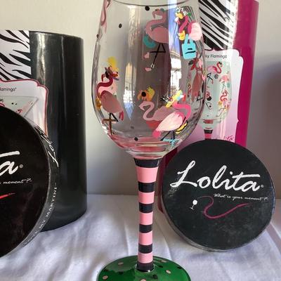 K708 Set of 3 Handpainted Lolita Martini and Wine Glasses