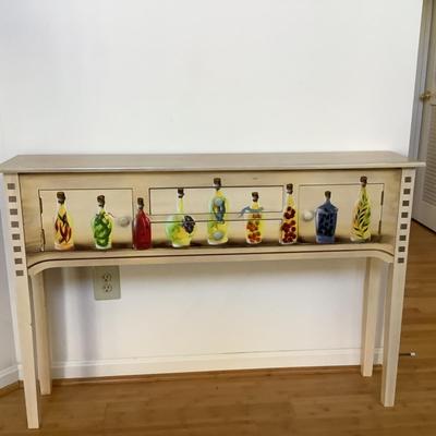 LR713 Olive Oil Bottle Painted Console Table