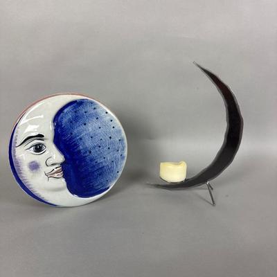 LR720 Large Moon & Sun Pottery , Candlesticks