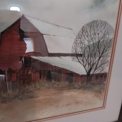 OIL PAINTING "LAYERED HILLS" BY CLIFFORD BAILEY AND A FARM SCENE BY FARLAND