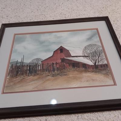 OIL PAINTING "LAYERED HILLS" BY CLIFFORD BAILEY AND A FARM SCENE BY FARLAND