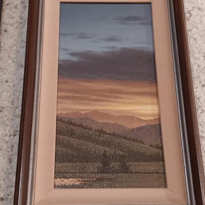 OIL PAINTING "LAYERED HILLS" BY CLIFFORD BAILEY AND A FARM SCENE BY FARLAND