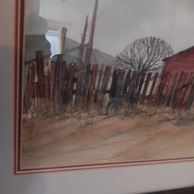 OIL PAINTING "LAYERED HILLS" BY CLIFFORD BAILEY AND A FARM SCENE BY FARLAND