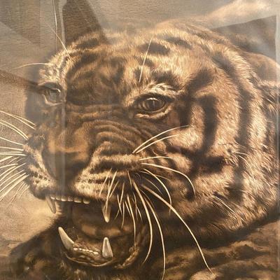 VIntage Black and white tiger lithograph