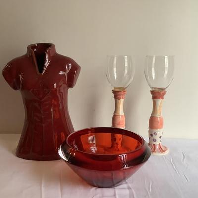 DR726 Asian Decor Glass Bowl , Pottery Lot
