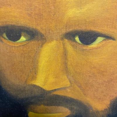 Man with beard painting Portrait African American Black History on board